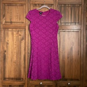 ALFANI Fit and Flare Soft, Stretch Lace Dress in Fuchsia NWOT